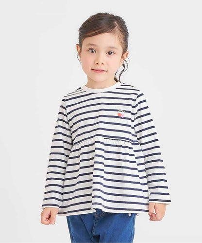 日本童裝 apres les cours 荷葉邊喇叭長袖上衣 80-140cm 女童款 秋季 TOPS 聖誕紅/新年紅