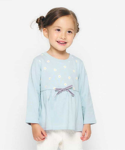 日本童裝 apres les cours 荷葉邊喇叭長袖上衣 80-140cm 女童款 秋季 TOPS 聖誕紅/新年紅