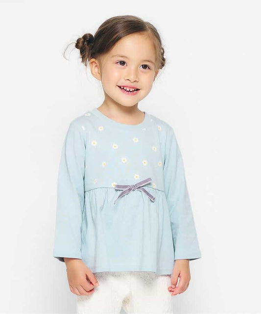 日本童裝 apres les cours 荷葉邊喇叭長袖上衣 80-140cm 女童款 秋季 TOPS 聖誕紅/新年紅