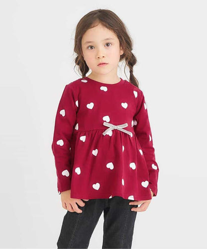 日本童裝 apres les cours 荷葉邊喇叭長袖上衣 80-140cm 女童款 秋季 TOPS 聖誕紅/新年紅