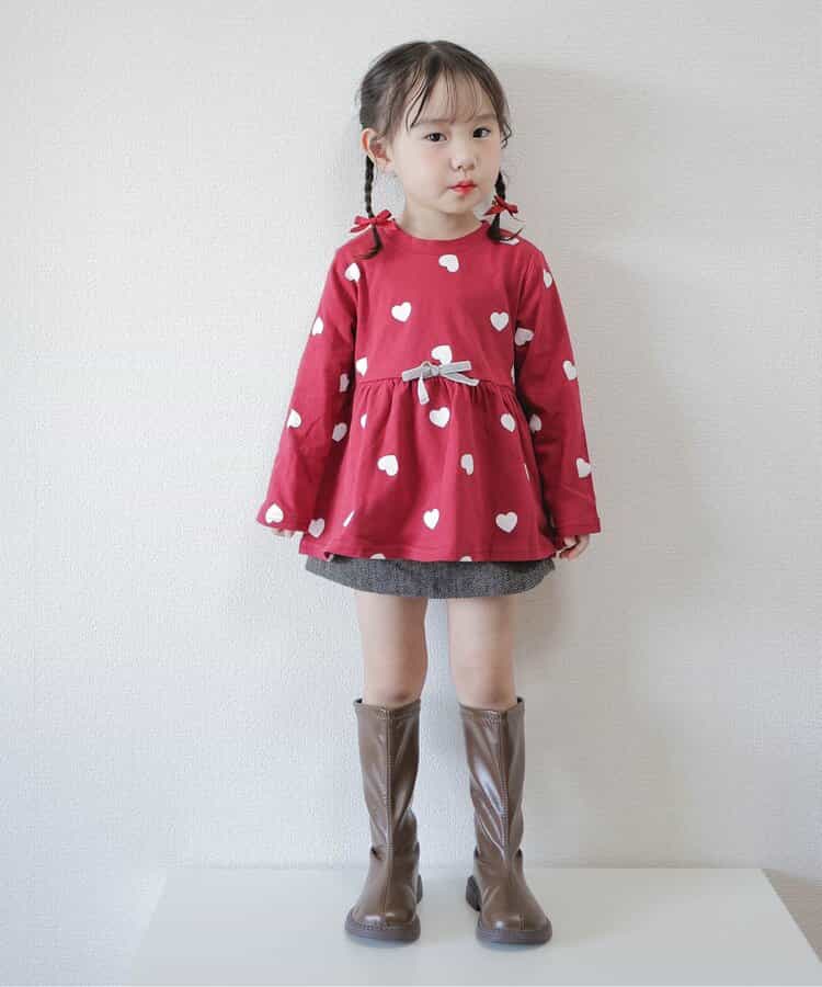 日本童裝 apres les cours 荷葉邊喇叭長袖上衣 80-140cm 女童款 秋季 TOPS 聖誕紅/新年紅