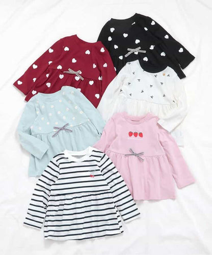 日本童裝 apres les cours 荷葉邊喇叭長袖上衣 80-140cm 女童款 秋季 TOPS 聖誕紅/新年紅