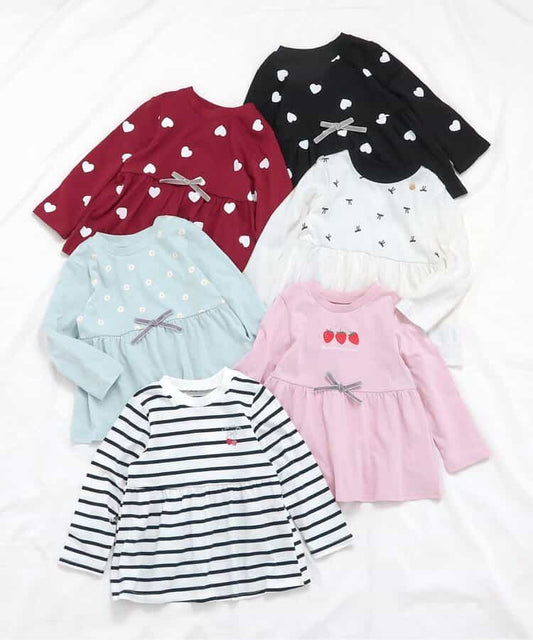 日本童裝 apres les cours 荷葉邊喇叭長袖上衣 80-140cm 女童款 秋季 TOPS 聖誕紅/新年紅
