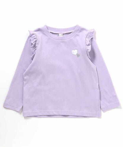 日本童裝 apres les cours 肩部荷葉邊長袖上衣 80-140cm 女童款 秋季 TOPS 聖誕紅/新年紅