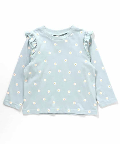 日本童裝 apres les cours 肩部荷葉邊長袖上衣 80-140cm 女童款 秋季 TOPS 聖誕紅/新年紅