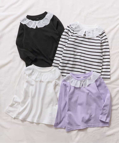 日本童裝 apres les cours 蕾絲領長袖上衣 80-140cm 女童款 秋季 TOPS