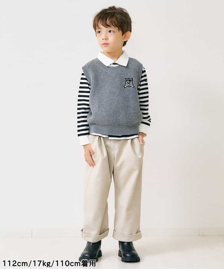 日本童裝 apres les cours 針織背心及條紋領上衣套裝 80-130cm 男童款 秋季 TOPS