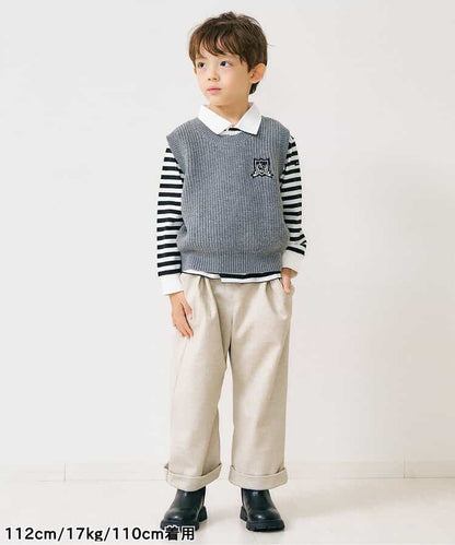 日本童裝 apres les cours 針織背心及條紋領上衣套裝 80-130cm 男童款 秋季 TOPS