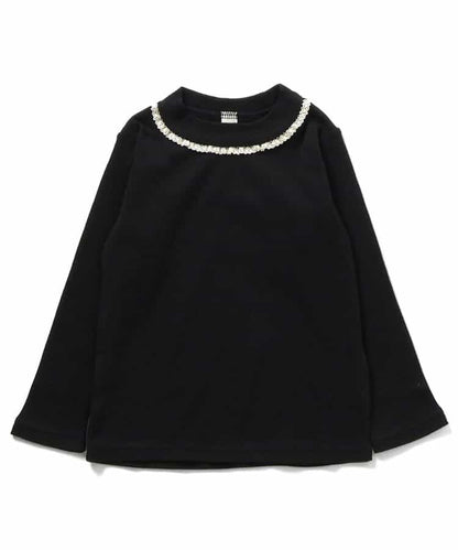 日本童裝 apres les cours 荷葉邊領羅紋上衣 80-140cm 女童款 秋季 TOPS