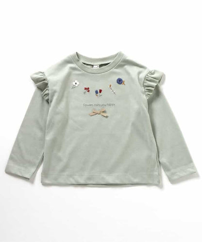 日本童裝 apres les cours 肩部荷葉邊長袖上衣 80-140cm 女童款 秋季 TOPS