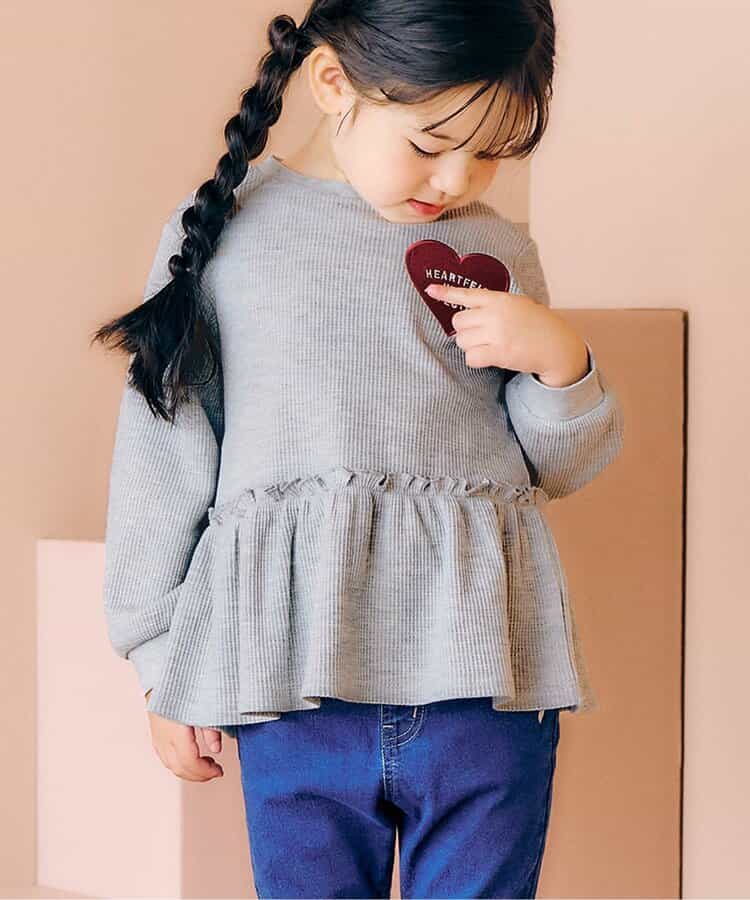 日本童裝 apres les cours 華夫格荷葉邊上衣 80-140cm 女童款 秋季 TOPS
