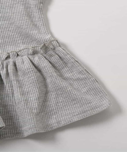 日本童裝 apres les cours 華夫格荷葉邊上衣 80-140cm 女童款 秋季 TOPS