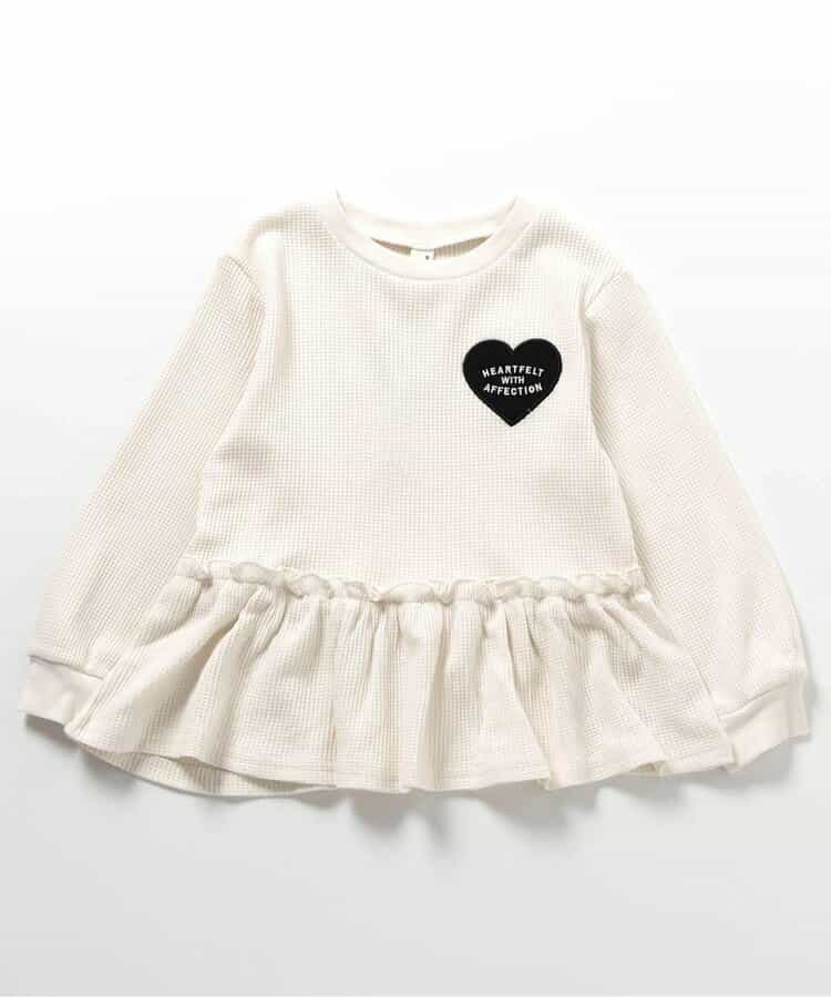 日本童裝 apres les cours 華夫格荷葉邊上衣 80-140cm 女童款 秋季 TOPS