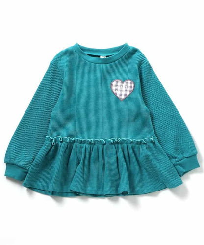日本童裝 apres les cours 華夫格荷葉邊上衣 80-140cm 女童款 秋季 TOPS