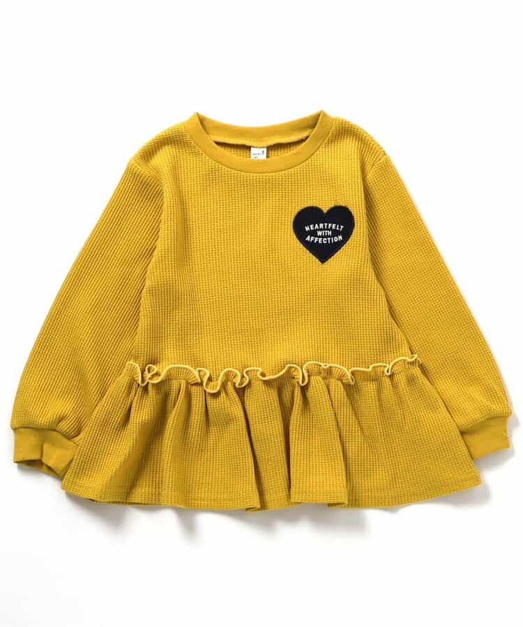 日本童裝 apres les cours 華夫格荷葉邊上衣 80-140cm 女童款 秋季 TOPS