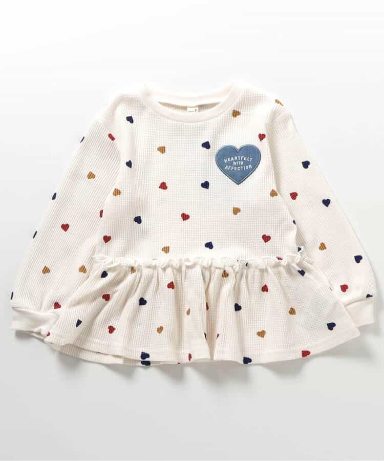 日本童裝 apres les cours 華夫格荷葉邊上衣 80-140cm 女童款 秋季 TOPS