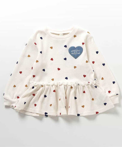 日本童裝 apres les cours 華夫格荷葉邊上衣 80-140cm 女童款 秋季 TOPS