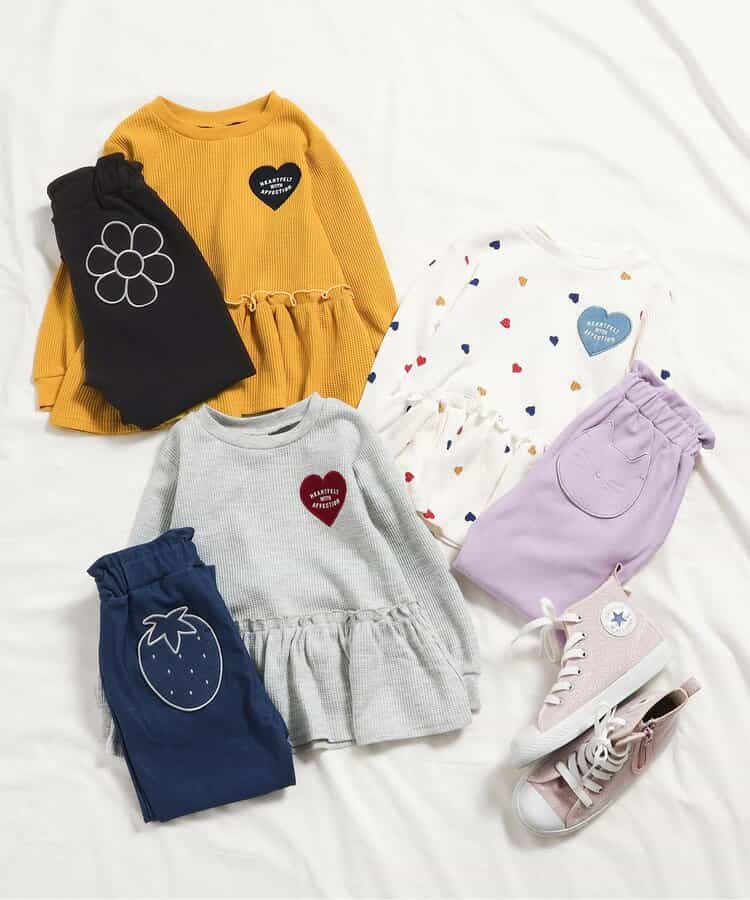 日本童裝 apres les cours 華夫格荷葉邊上衣 80-140cm 女童款 秋季 TOPS