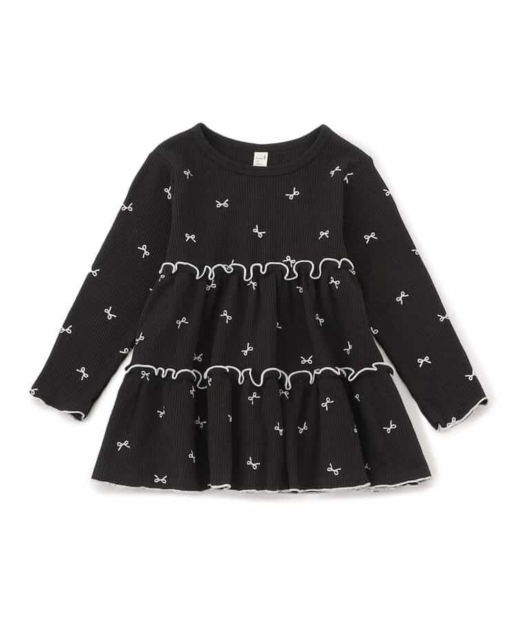 日本童裝 apres les cours 華夫格上衣 80-140cm 女童款 秋季 TOPS 聖誕紅/新年紅