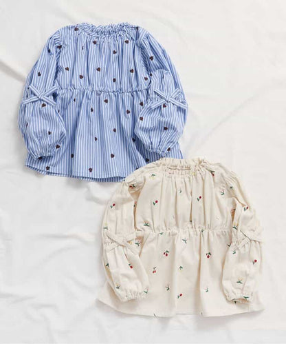 日本童裝 apres les cours 蝴蝶結刺繡上衣 80-140cm 女童款 秋季 TOPS