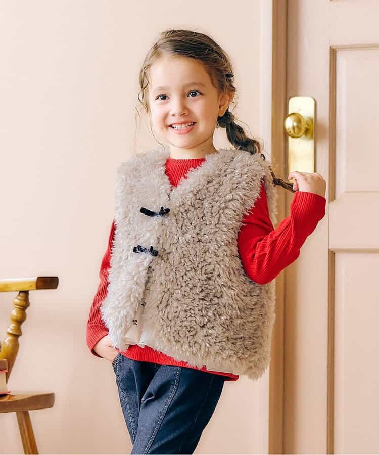 日本童裝 apres les cours 毛毛背心外套 90-140cm 女童款 秋季 OUTERWEAR