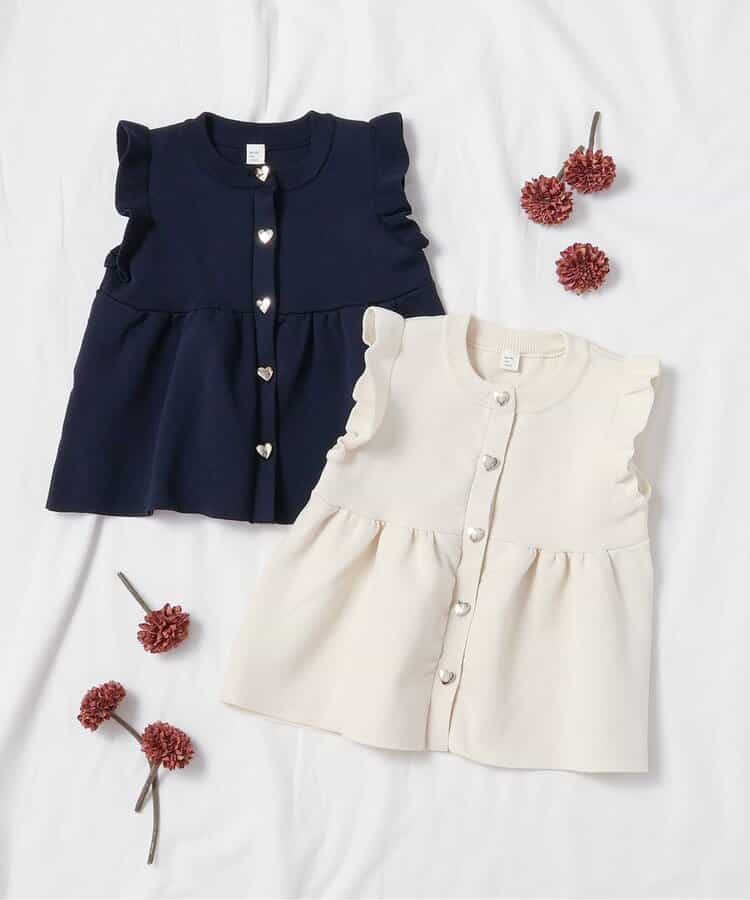 日本童裝 apres les cours 荷葉邊針織背心 90-140cm 女童款 秋季 TOPS