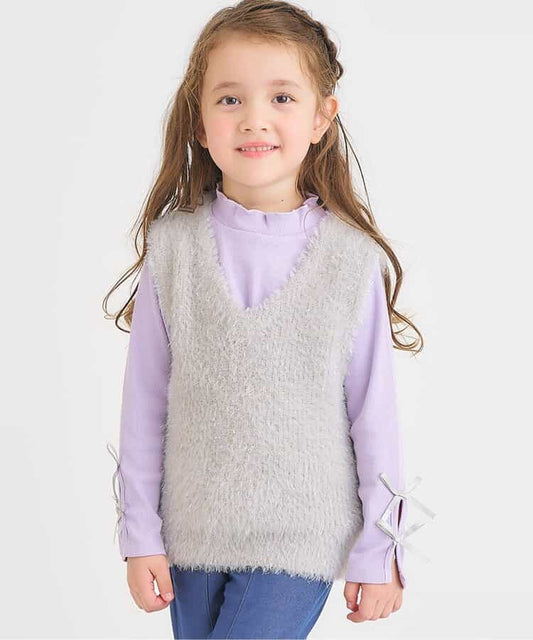 日本童裝 apres les cours 毛毛背心 90-140cm 女童款 秋季 TOPS