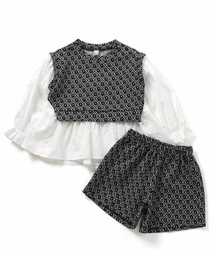 日本童裝 apres les cours 假兩件上衣及短裙兩件套裝 80-140cm 女童款 秋季 TOPS PANTS