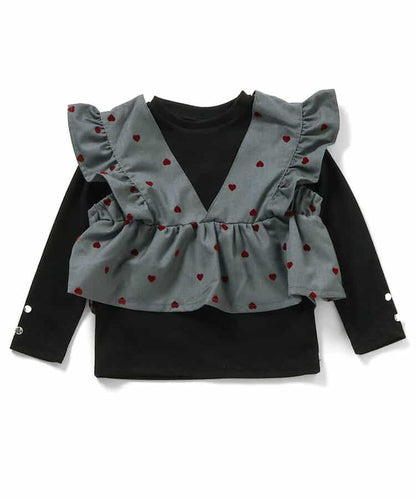 日本童裝 apres les cours 荷葉邊上衣兩件套裝 80-140cm 女童款 秋季 TOPS
