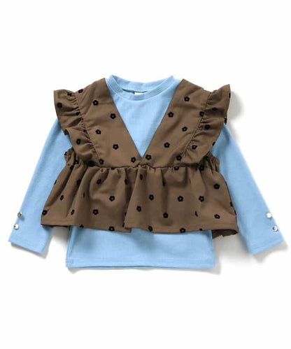 日本童裝 apres les cours 荷葉邊上衣兩件套裝 80-140cm 女童款 秋季 TOPS