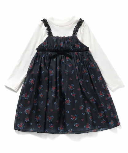 日本童裝 apres les cours 復古花花印花連身裙 80-140cm 女童款 秋季 DRESSES 聖誕紅/新年紅
