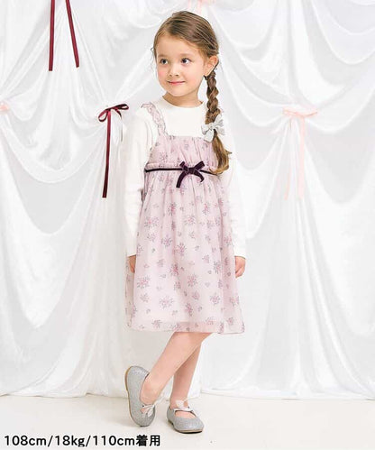 日本童裝 apres les cours 復古花花印花連身裙 80-140cm 女童款 秋季 DRESSES 聖誕紅/新年紅