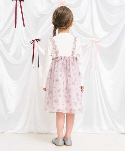 日本童裝 apres les cours 復古花花印花連身裙 80-140cm 女童款 秋季 DRESSES 聖誕紅/新年紅