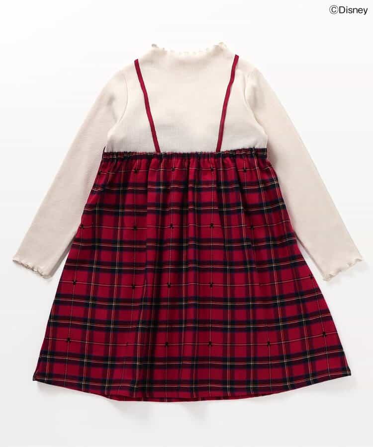 日本童裝 apres les cours x Disney 格仔連身裙 90-130cm 女童款 秋季 DRESSES 聖誕紅/新年紅