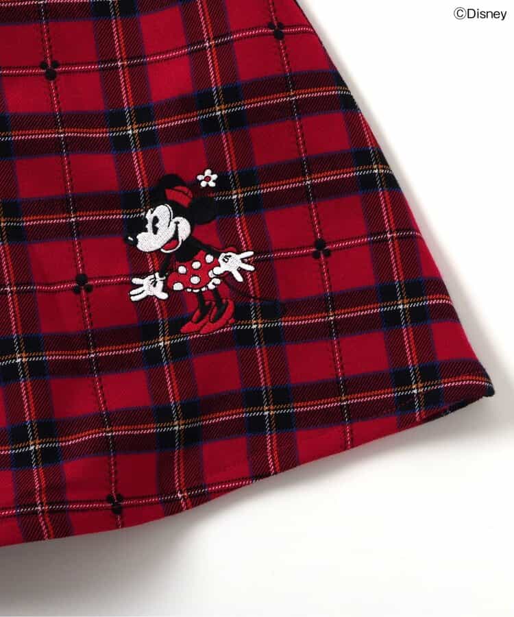 日本童裝 apres les cours x Disney 格仔連身裙 90-130cm 女童款 秋季 DRESSES 聖誕紅/新年紅