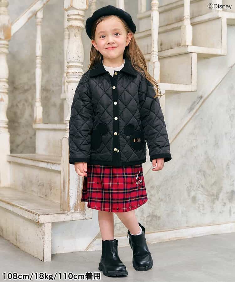 日本童裝 apres les cours x Disney 格仔連身裙 90-130cm 女童款 秋季 DRESSES 聖誕紅/新年紅