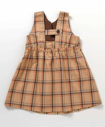 日本童裝 apres les cours 格仔背心連身裙 80-140cm 女童款 秋季 DRESSES