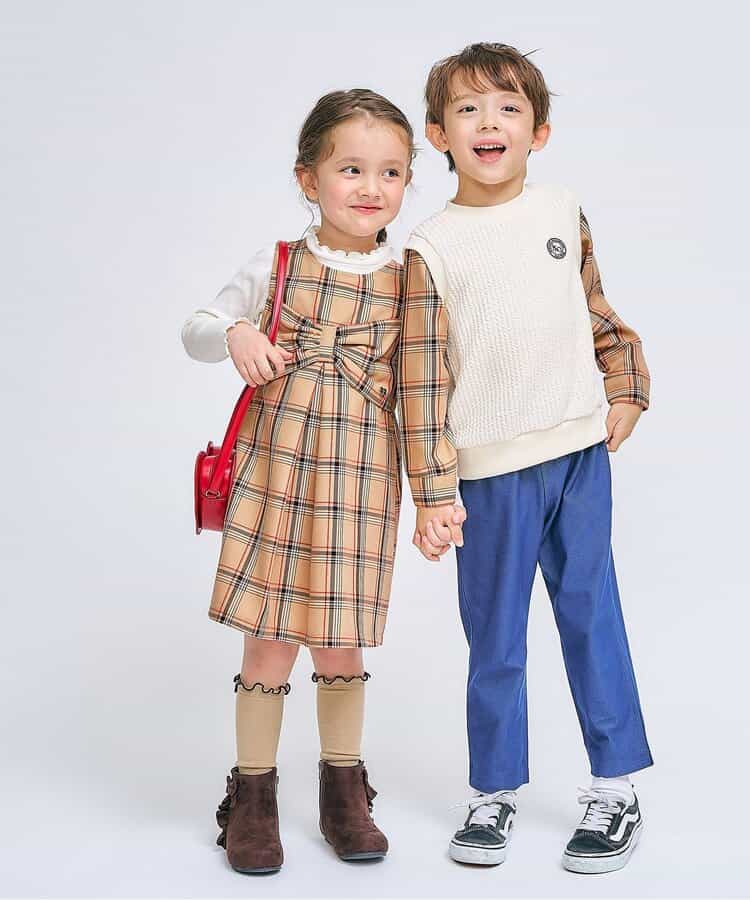 日本童裝 apres les cours 格仔背心連身裙 80-140cm 女童款 秋季 DRESSES