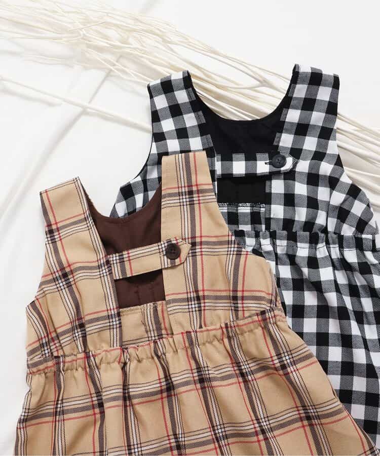 日本童裝 apres les cours 格仔背心連身裙 80-140cm 女童款 秋季 DRESSES