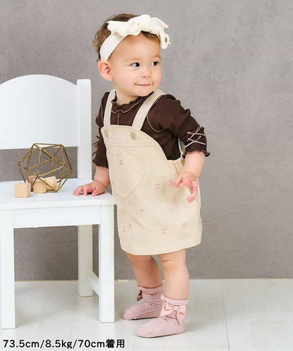 日本童裝 apres les cours 刺繡圖案吊帶裙 70-80cm 女童款 初生嬰兒 秋季 DRESSES