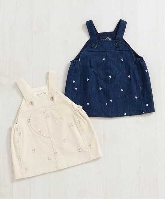 日本童裝 apres les cours 刺繡圖案吊帶裙 70-80cm 女童款 初生嬰兒 秋季 DRESSES