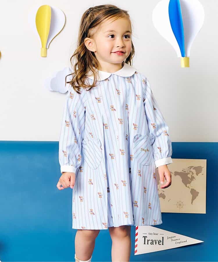 日本童裝 apres les cours x tiny bear 襯衫連身裙 80-120cm 女童款 秋季 DRESSES