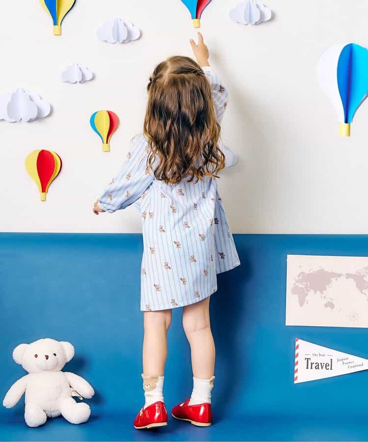 日本童裝 apres les cours x tiny bear 襯衫連身裙 80-120cm 女童款 秋季 DRESSES