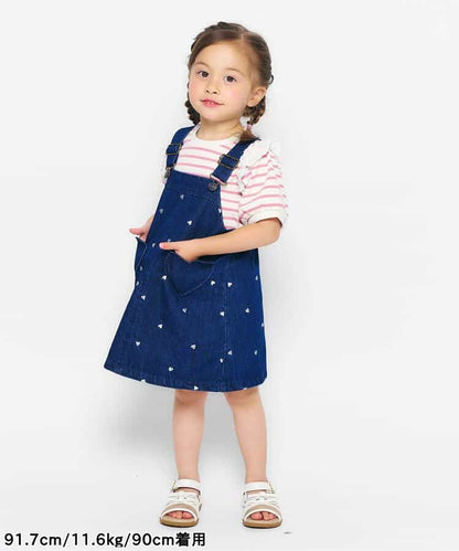 日本童裝 apres les cours 刺繡圖案吊帶裙 80-140cm 女童款 秋季 DRESSES