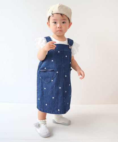 日本童裝 apres les cours 刺繡圖案吊帶裙 80-140cm 女童款 秋季 DRESSES