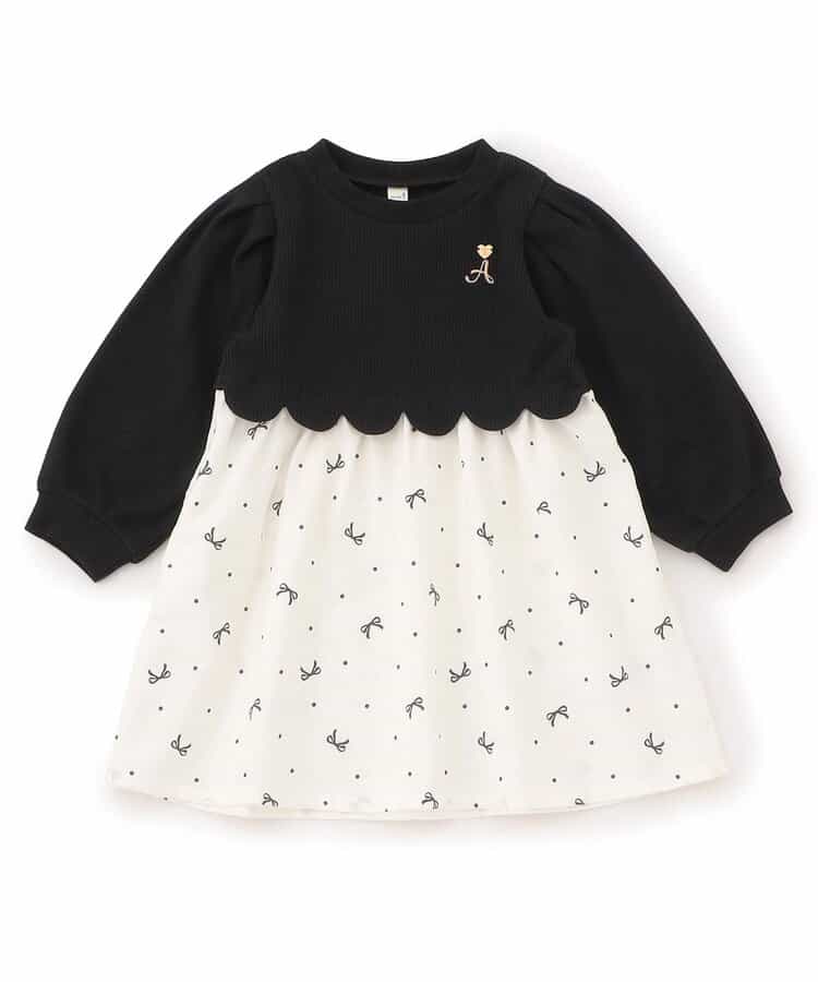 日本童裝 apres les cours 扇貝拼接連身裙 80-140cm 女童款 秋季 DRESSES 聖誕紅/新年紅