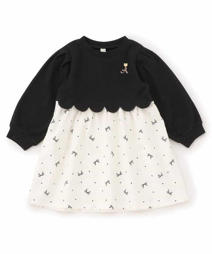 日本童裝 apres les cours 扇貝拼接連身裙 80-140cm 女童款 秋季 DRESSES 聖誕紅/新年紅