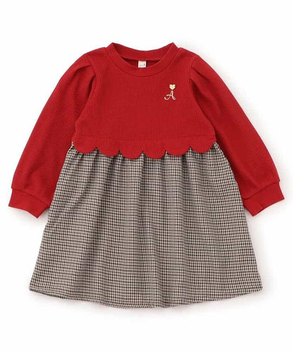 日本童裝 apres les cours 扇貝拼接連身裙 80-140cm 女童款 秋季 DRESSES 聖誕紅/新年紅