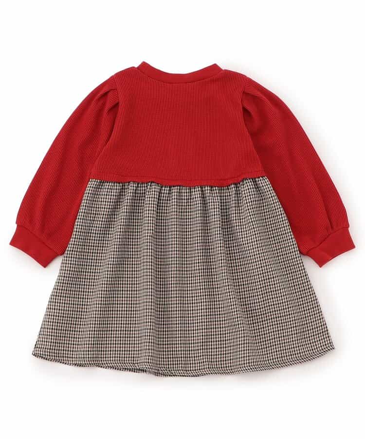 日本童裝 apres les cours 扇貝拼接連身裙 80-140cm 女童款 秋季 DRESSES 聖誕紅/新年紅