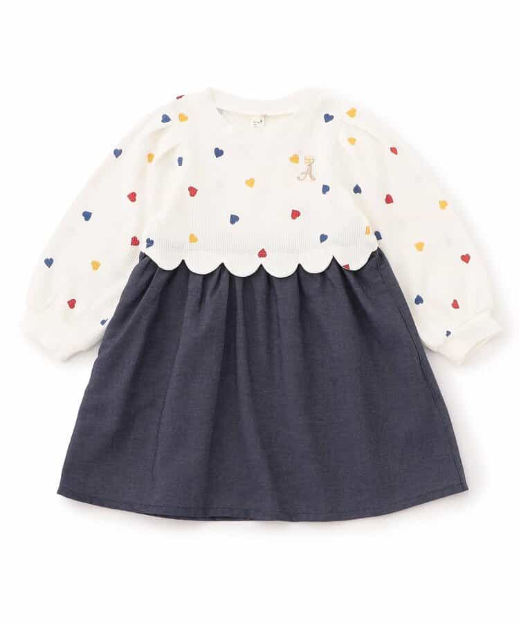 日本童裝 apres les cours 扇貝拼接連身裙 80-140cm 女童款 秋季 DRESSES 聖誕紅/新年紅